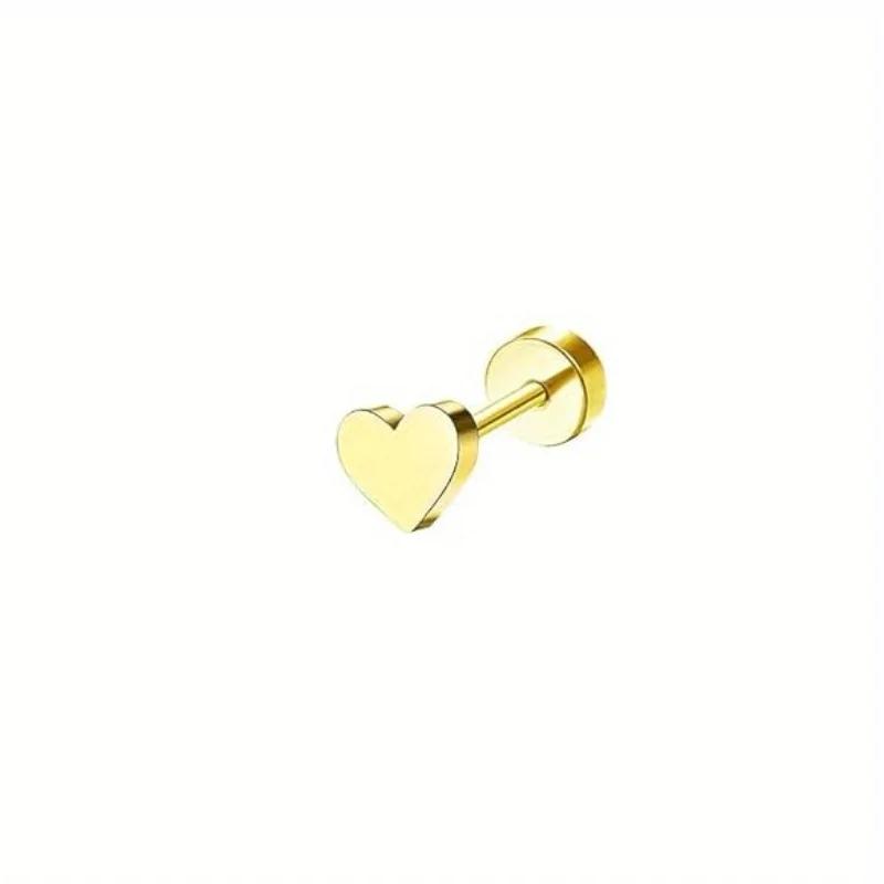 Bobisty 1Piece Earrings for Women Men Stainless Steel Tiny Cartilage Star Moon Heart Elegant Cartilage Piercing Jewelry
