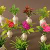 8 Styles Plastic Simulation Vase 1:12 Green Plant  Miniature Dollhouse Decorations