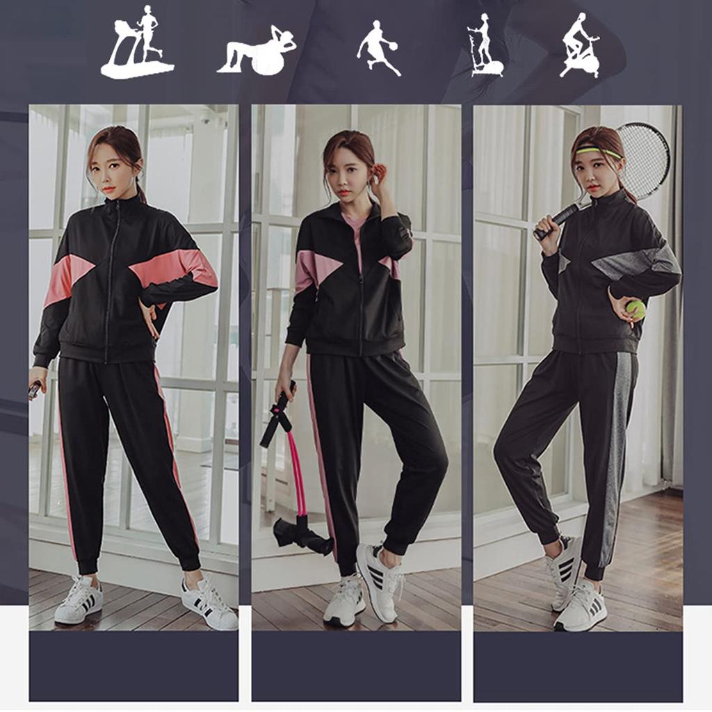 Mskikefly Sportswear Set for and Includes Top and Fitness Sports Long and Short and Size Women's 4-Piece Yoga, Training, Running, Bottoms, Jersey,