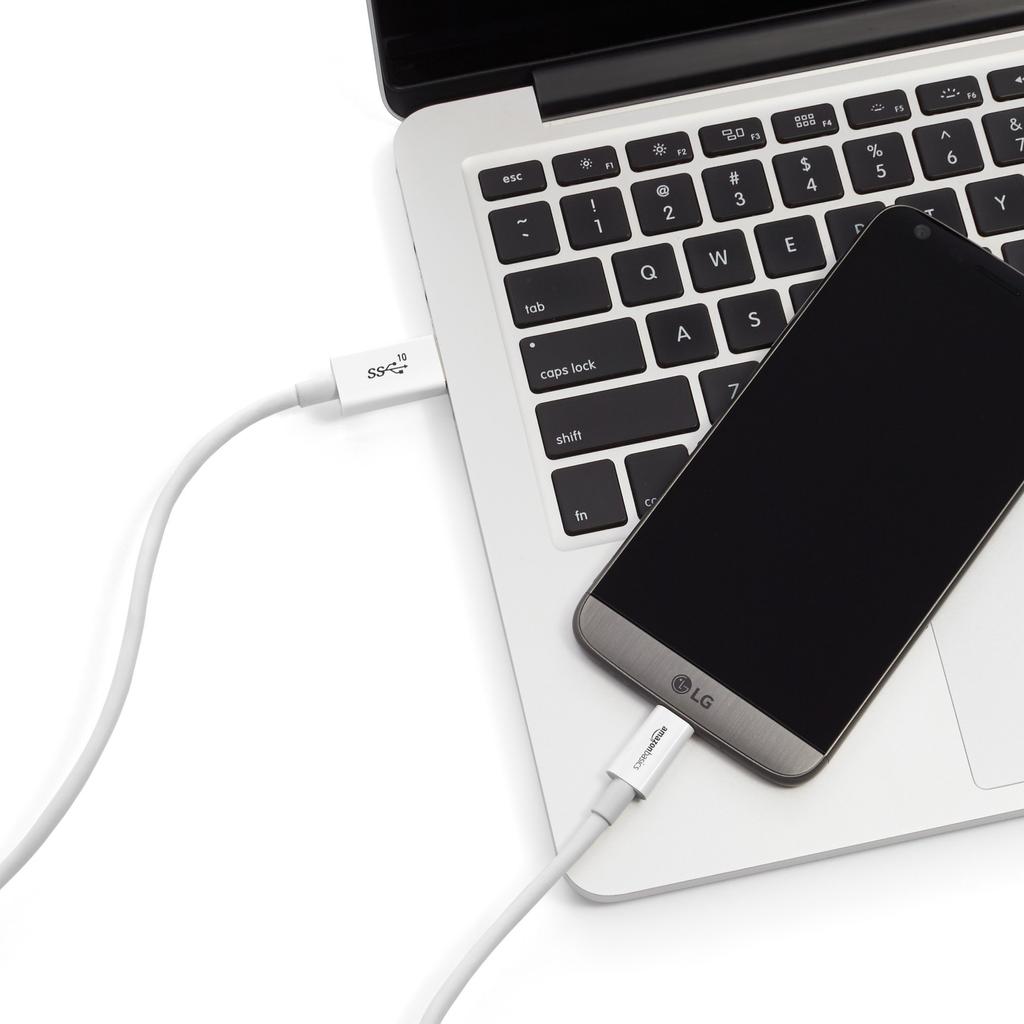 Amazon Basic USB Type C Cable Type-C 3.1 Gen2 Type-A (Male) White 0.9m