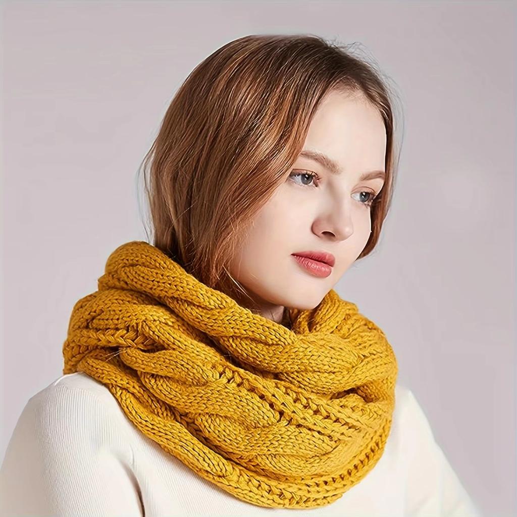 Herbst und Winter Verdickung Einfarbige Plüsch Strickwaren Krapfen Schal Outdoor Wärme Kabelloser Ring Schal