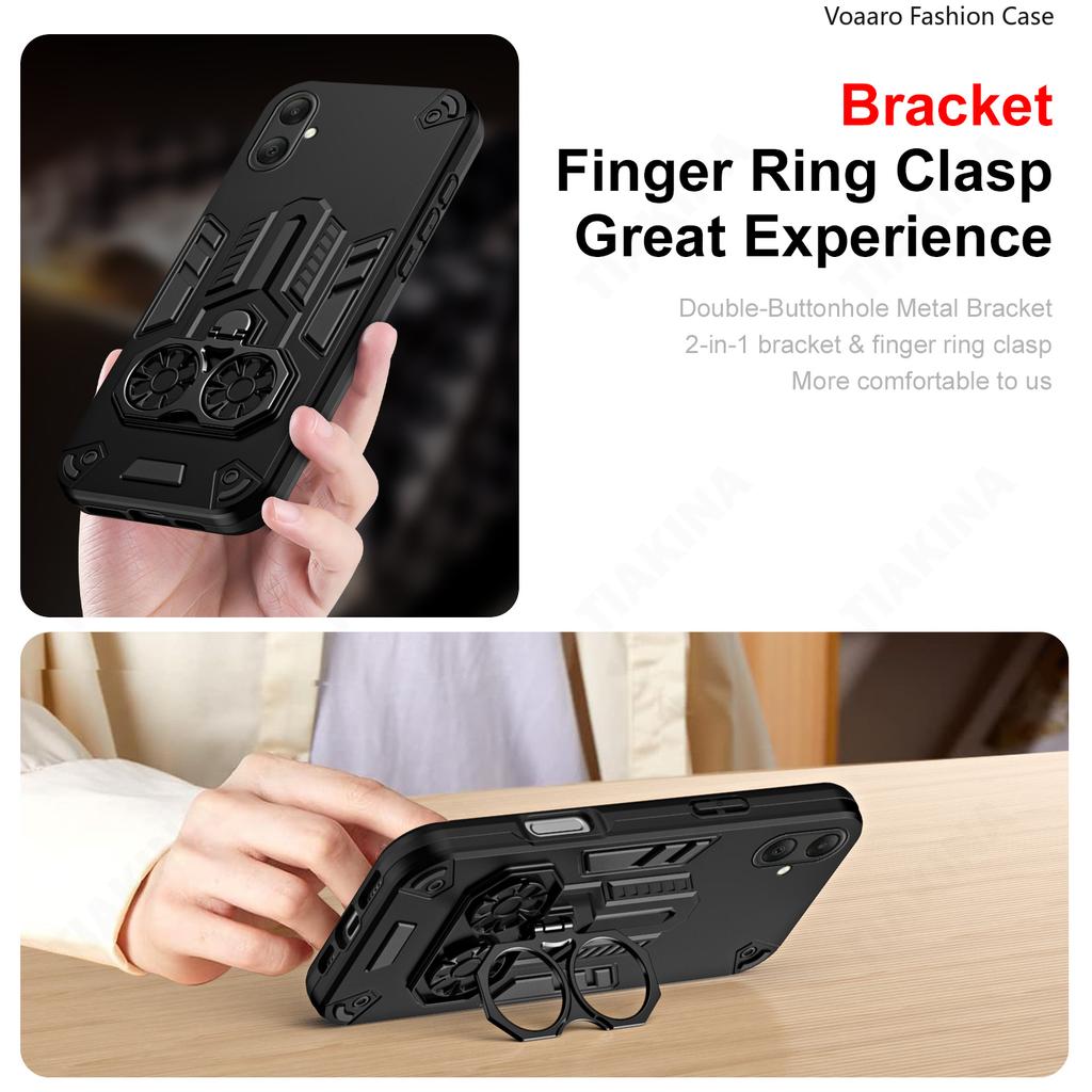 Dual Finger Ring Armor Cover for Samsung Galaxy A07 4G Case for Samsung Galaxy A06 5G A07 4G Rotate Metal Bracket Kickstand Case