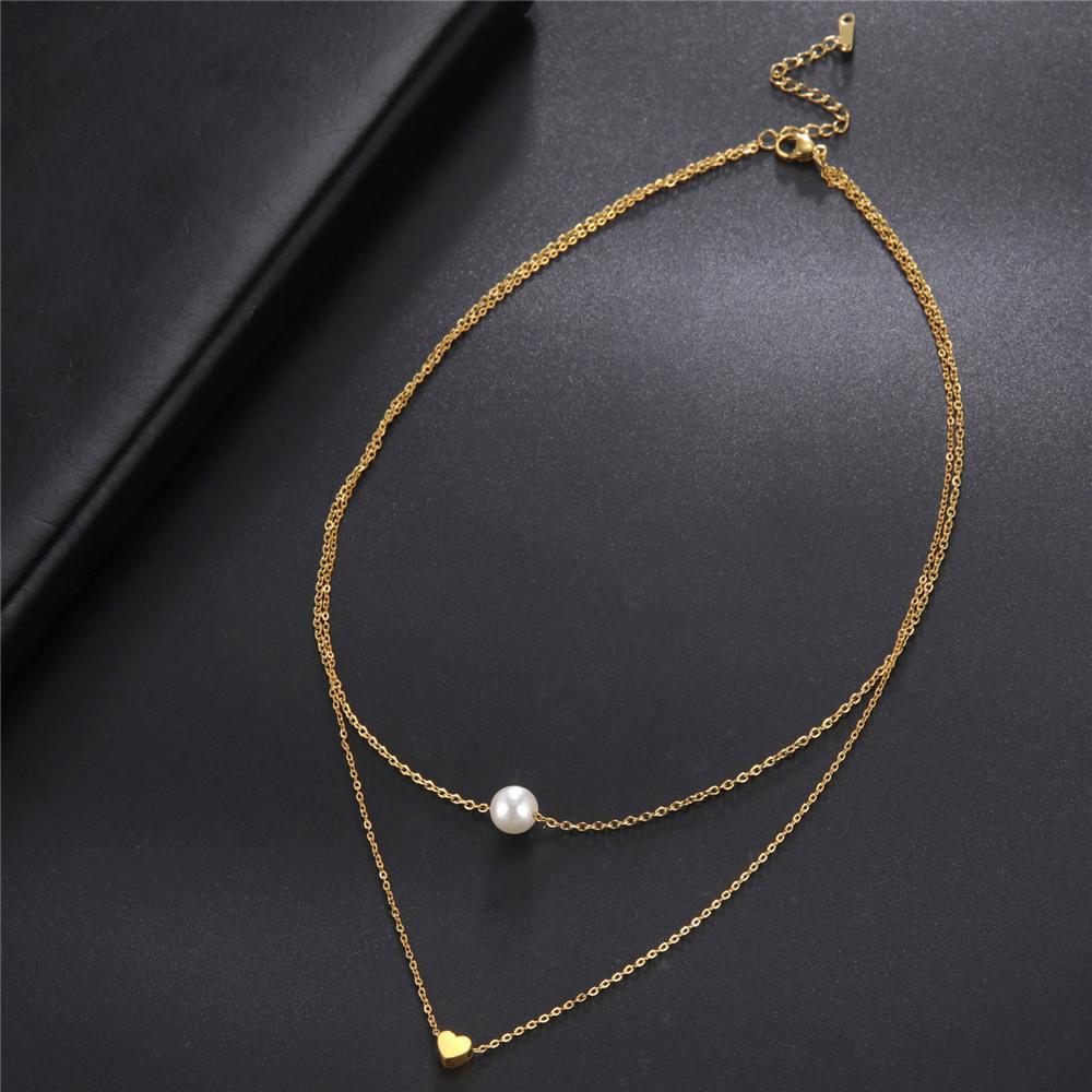 Xiaomi Skyrim Tiny Heart Choker Necklaces Stainless Steel Double Layered Beads Chain Necklace Women Aesthetic Jewelry Mother Day Gift