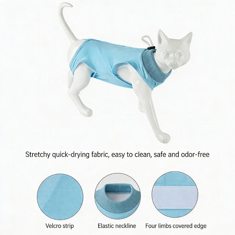 Pet Recovery Suit for Cats After Surgeries Protects Abdominal Area from Licking Features Tailored Opening for Male Cats