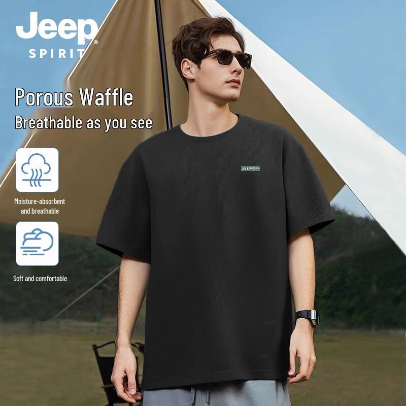 JEEP SPIRIT Men s Waffle Knit Crew Neck T-Shirt L