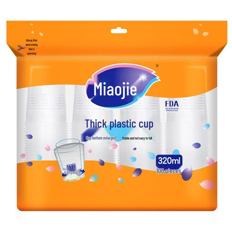 Miaojie Large 320ml Disposable Plastic Cups