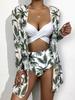 2023 Trendy Mesh Print Bikini: Sexy Push-up 3-Piece Split Swimsuit for Women
