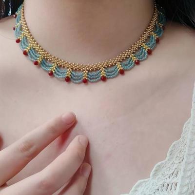 [HF]Hot Antiquity Chinese Style Beads Necklace Hanfu Accessories Ethnic Style Horse Face Skirt Decorative Jewelry Gift