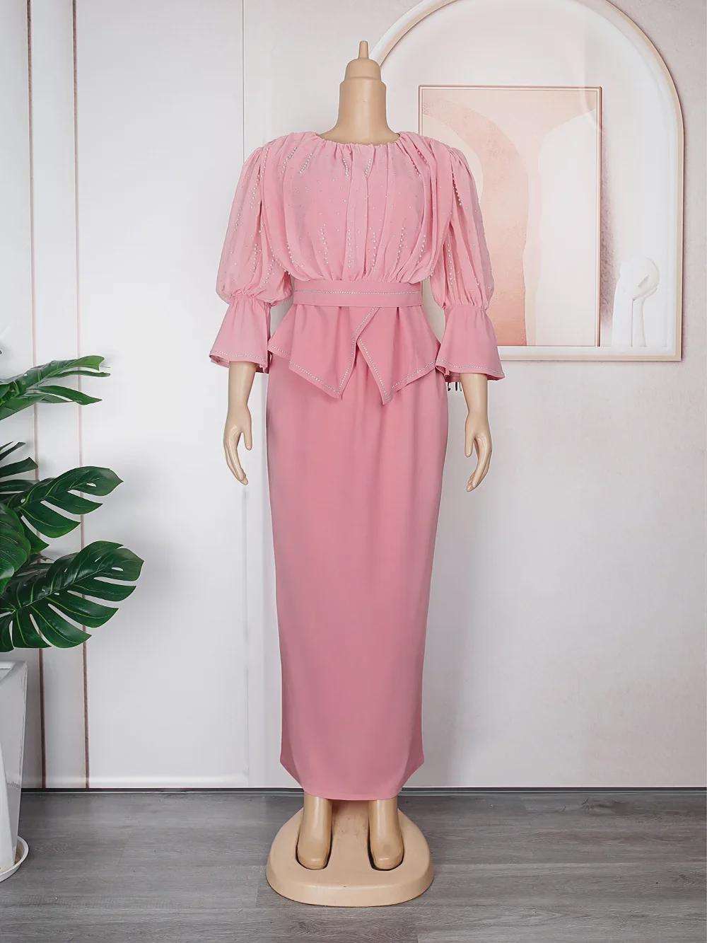 

Комплект из двух предметов для женщин больших размеров в африканском стиле: Элегантное платье в стиле OL с топом и юбкой