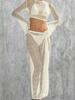 Women's Crochet Swimsuit Cover Up Set Two Piece Hollow Out Beach Swimwear