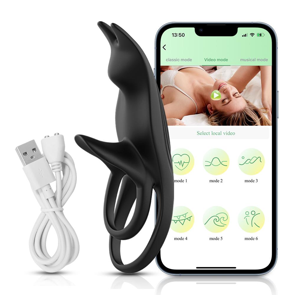 APP Kontroll Vibrerende Cock Ring for menn Klitorisstimulering Ejakulasjon Forsinkelse Penisring Voksenutstyr Sexleketøy for par