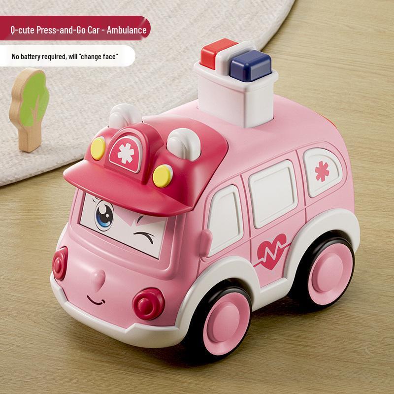 Adorable Boys' Toy Cars: Ambulance & Police Car Set - Durable, Cartoon-Style for Ages 3-4