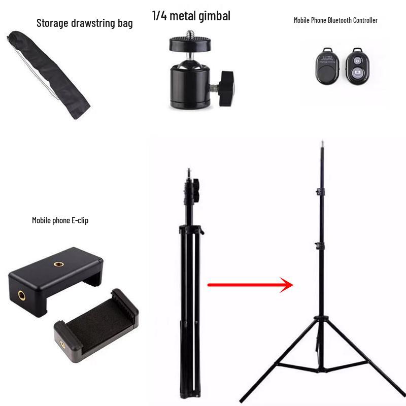 

2.8m Reinforced Mobile Phone Tripod with Floor Lamp for Live Broadcasts and Photography