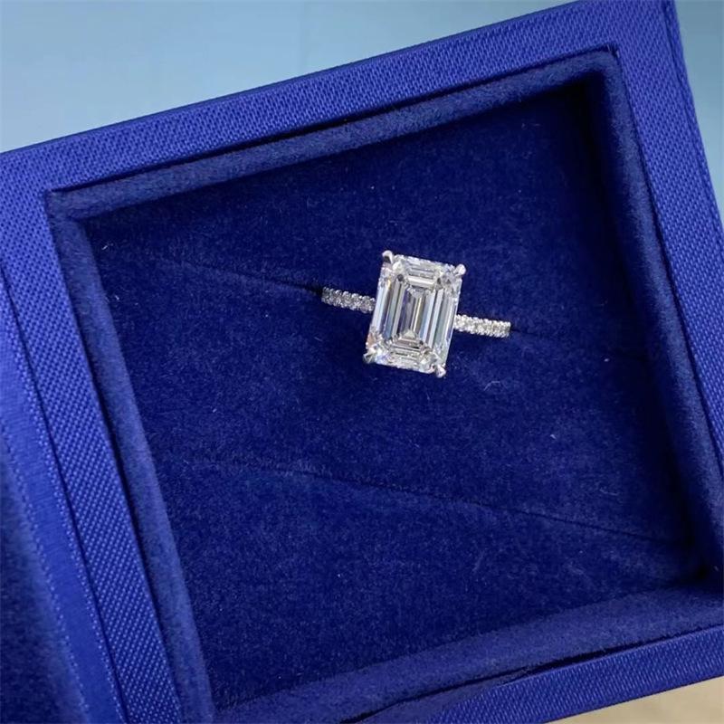 Emerald Cut D Color Moissanite Ring for Women - European American Fancy Design