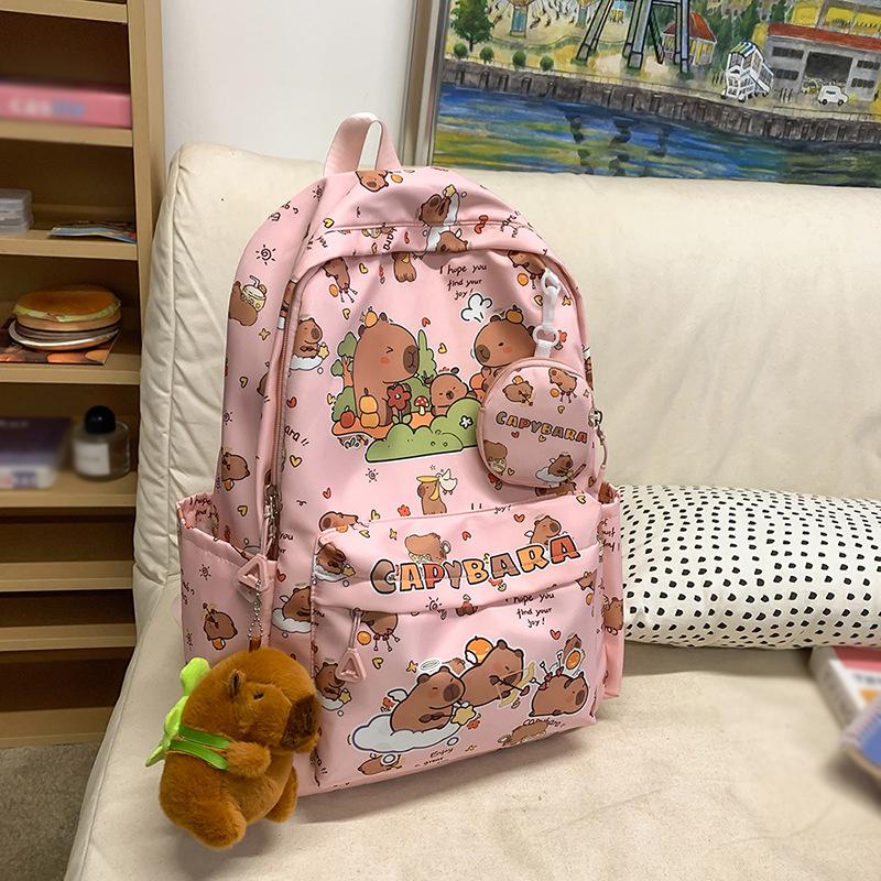 2025 New Printed Student Backpack Large Capacity Lightweight Ridge Protection Backpack Cute Cartoon Casual Joker Schoolbag