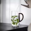 ZISIZ Transparent Glass Teacup with Wooden Handle
