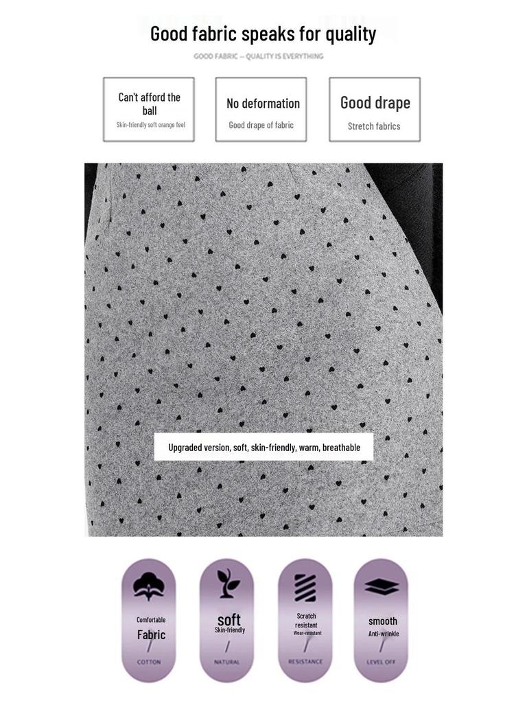 Women's High-Waisted Gray Polka Dot Woolen Half-Skirt - Slimming, Thickened, Petite Fit for Autumn/Winter 2025