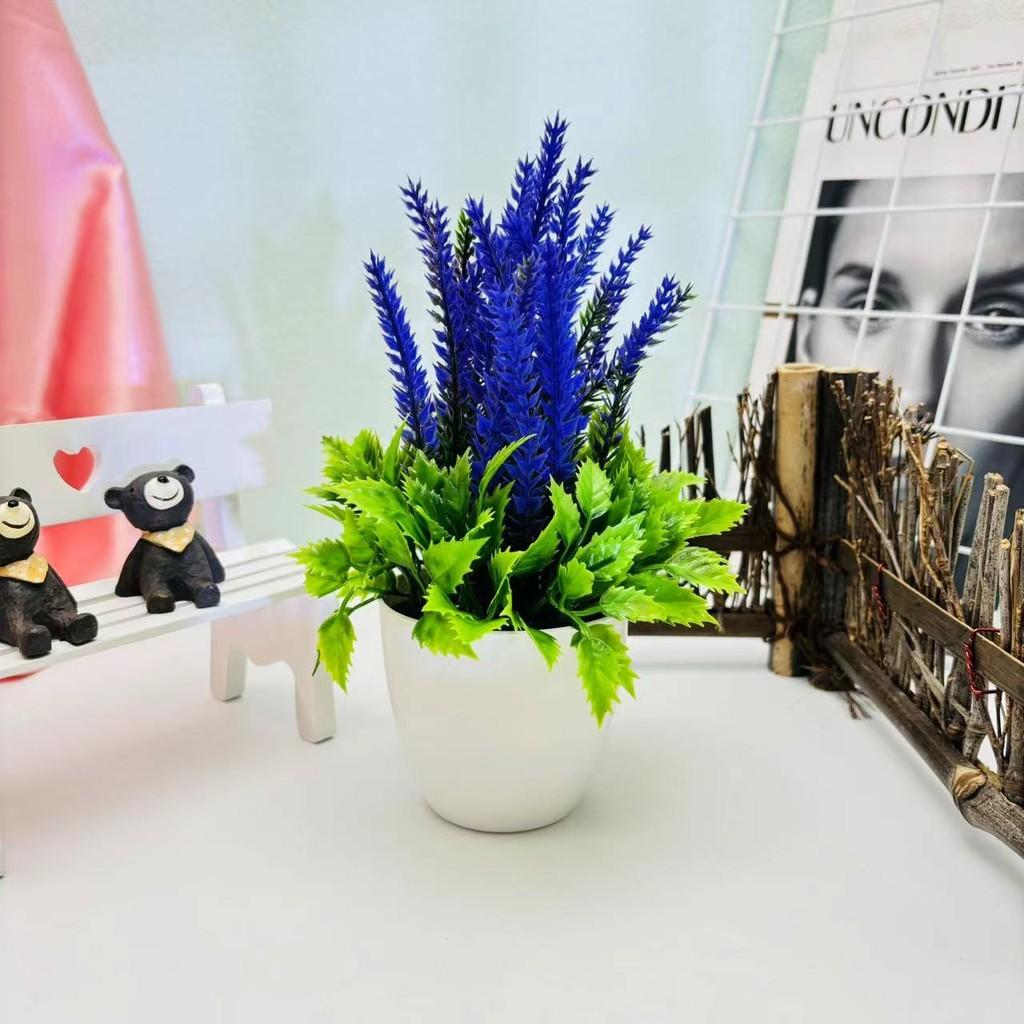Lavender Green Artificial Plant Round Pot Potted Plant For Office Room Living