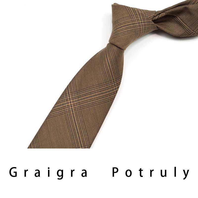 Thousand Birds Suit And Tie Men'S Coffee Grey 7.5Cm Casual Tie Vintage Work Plaid Women