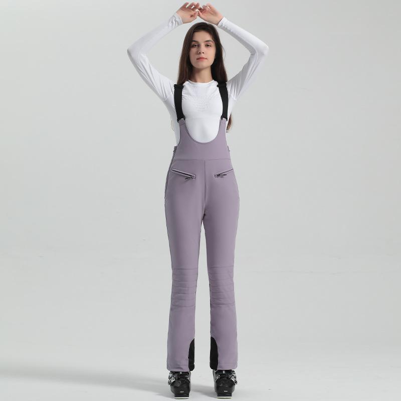 2024 Gsou Snow Winter Ski Pant Women Snowboard Strap Trouser High Waist Elastic Windproof Waterproof Thicken Thermal for Outdoor
