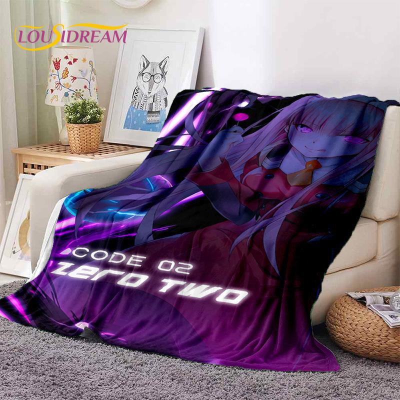Zero Two Sexy Girl DARLING in The FRANXX Cartoon Flannel Blanket for Bed Bedroom Sofa Picnic,Throw Blanket for Outdoors Leisure