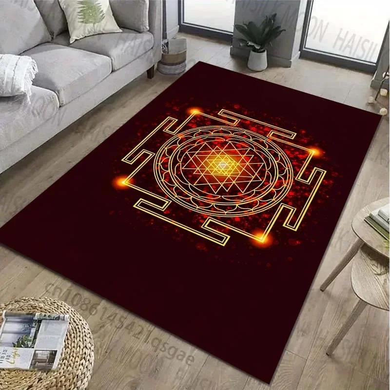 

Sacred Sri Yantra Pattern Area Rug Spiritual Carpet for Living Room Bedroom Meditation Space Non-Slip Floor Mat Gift 60x90cm(23x35in)