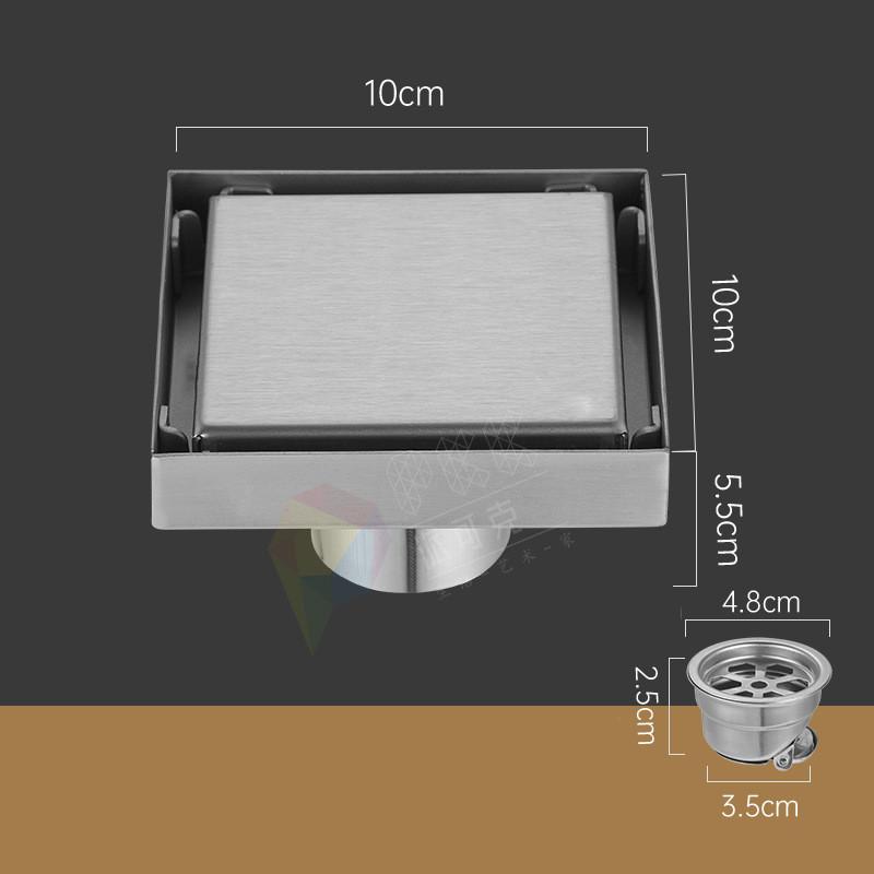 1 buc 10x10cm Oțel Inoxidabil Sifon de Pardoseală cu Ieșire Laterală Invizibilă Sifon de Pardoseală Ascuns Baie Două Culori Periat Sifon de Pardoseală