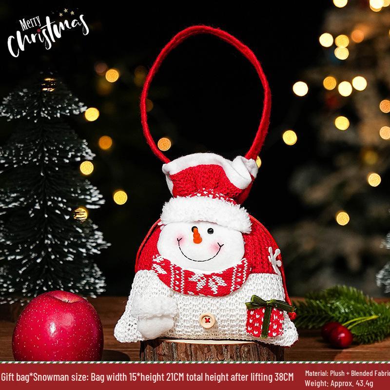 Three-Dimensional Santa Claus Burlap Backpack Candy Bag - Large Christmas Gift Decoration
