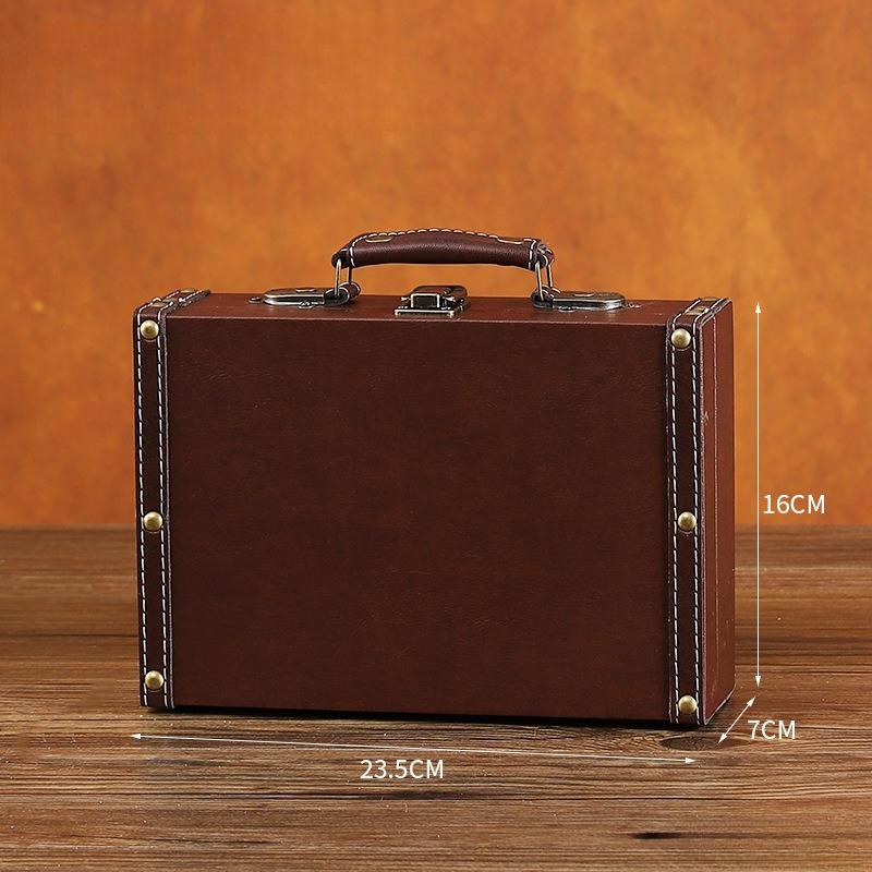 Luxury Retro European Style Wooden Treasure Handheld Box Storage Case Jewelry Suitcase Clothing Store Display Shooting Props