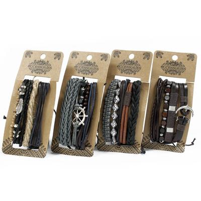 Mens Bracelet Sets – Metal & Leather (asst)