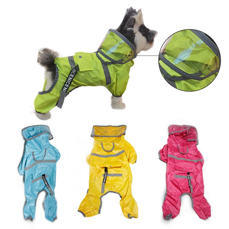 Waterproof Reflective Dog Rain Poncho, Lightweight Hooded Foldable Pet Rain Jacket For Small Medium Puppies Outdoor Walking