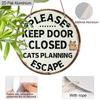 2D Flat Aluminum Cat Sign for Front Door, Keep Door Closed Sign for Home Front Door Wall Hanging Decor, Cat Warning Sign Decoration, Beware of Cat