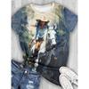 Damen T-Shirt,3D-Druck,O-Ausschnitt,Kurzarm,Casual,Leichtes Oberteil,frisch,Hip Hop ,Große Größe,Mode