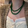 Glass Choker Necklace 4 6 8 10mm Collarbone Chain New Green Beads Necklace  Gifts