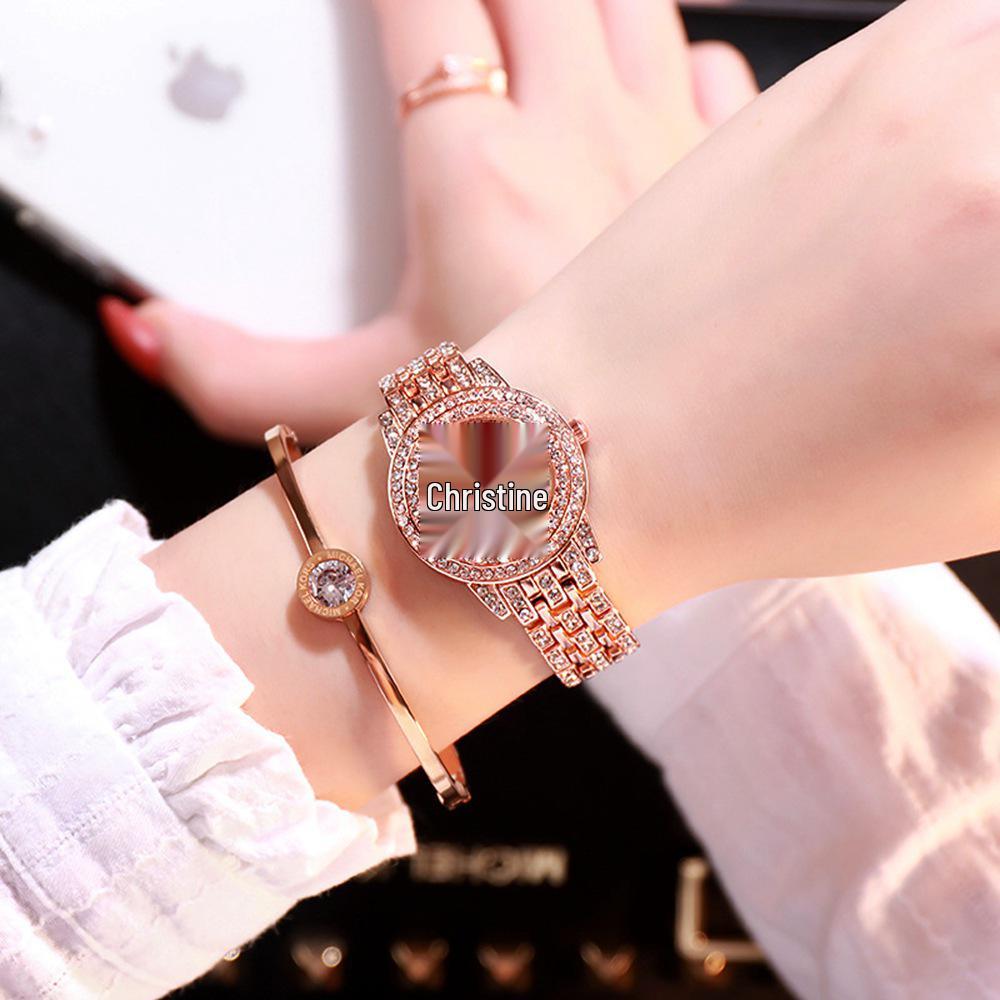 Trendy Women's Starry Steel Band Diamond Wristwatch