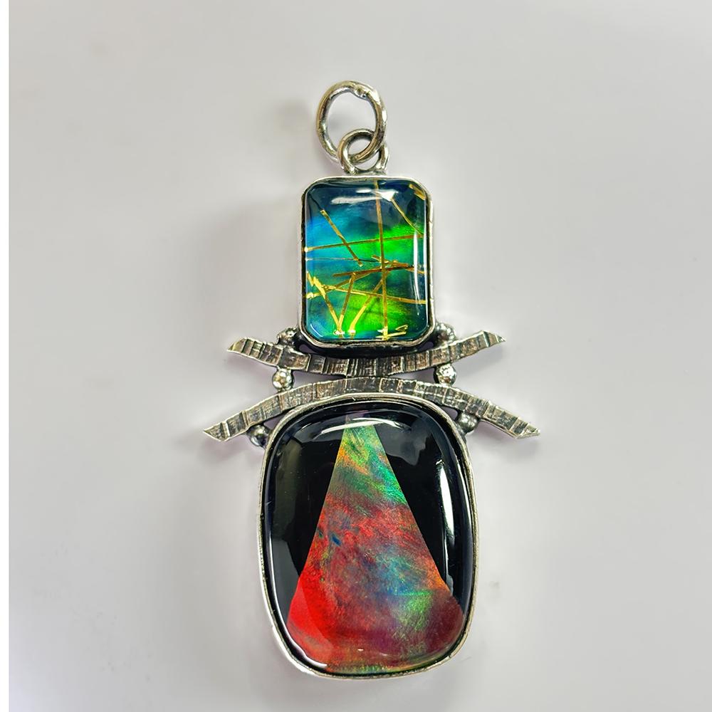 47 Ct Natural Opal Emerald-Cushion Cut Certified 925 Sterling Silver Pendant