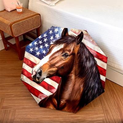 1 PC Automatic Folding Umbrella - Horse Artwork Pattern, Portable & Foldable Design with 8 Ribs, Christmas Birthday Gifts