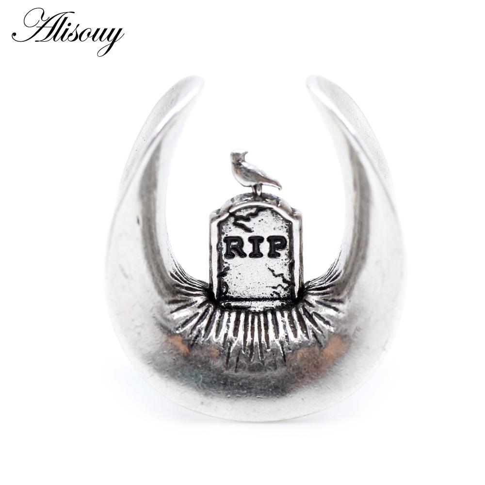 Alisouy 1PC Alloy Casting Cross Buddha Palm Bird Saddle Ear Tunnel Plug Expander Stretcher Gauges Earrings Piercing Body Jewelry