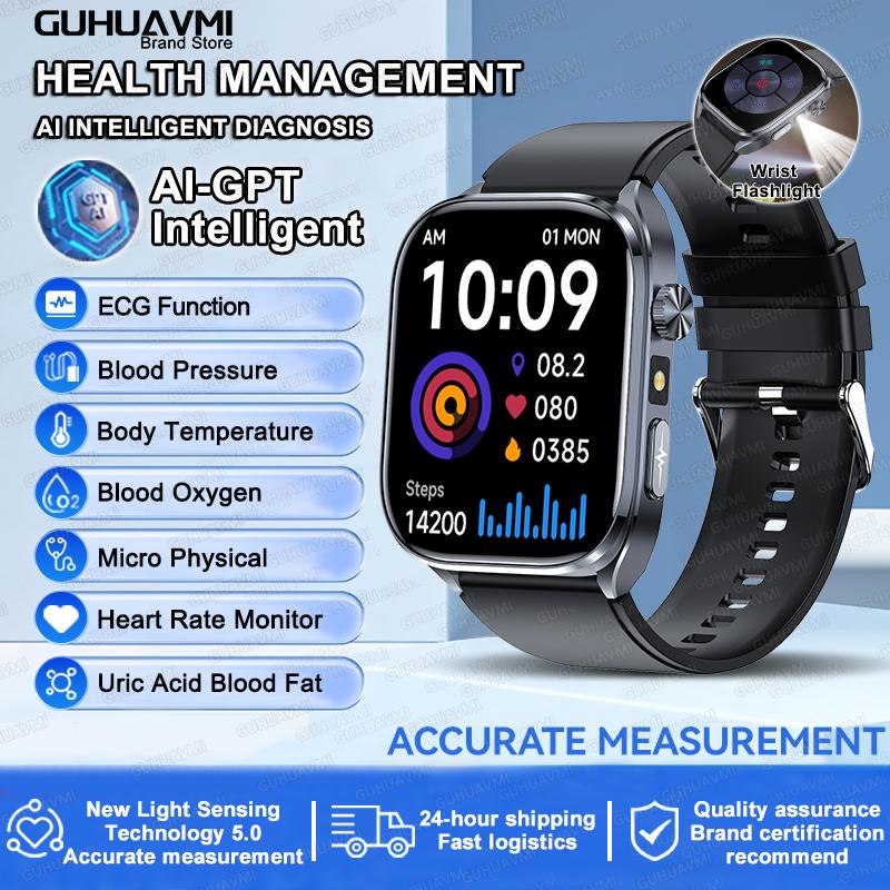2025Nursing Level Uric Acid Blood lipids Smart Watch Men Blood Pressure ECG+PPG Clock Body Analysis Voice Call Health Smartwatch