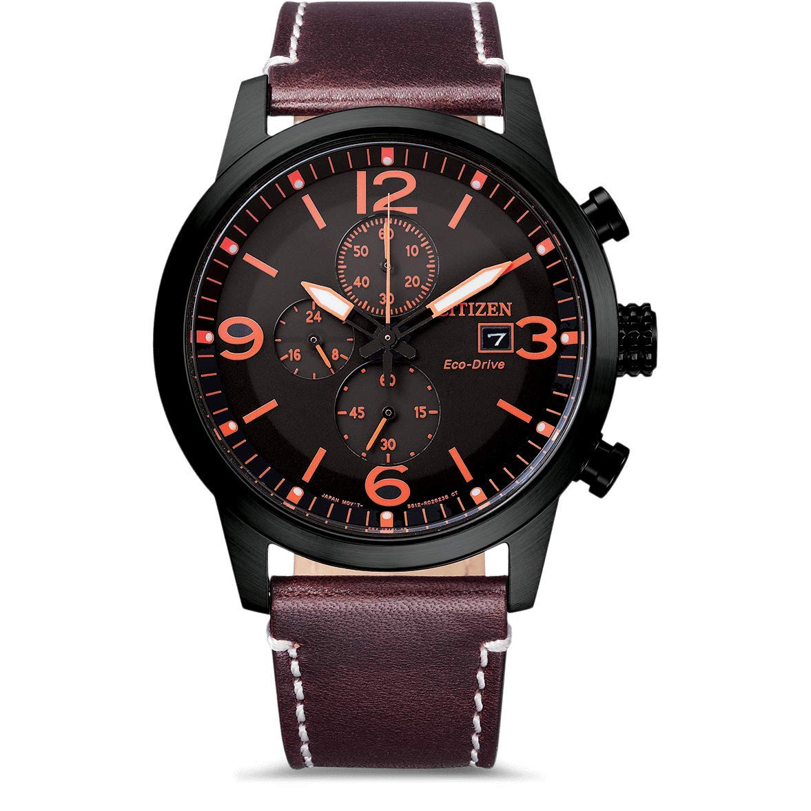

Citizen Analog Watch Leather Strap Black Men s Eco-Drive CA0745-11E Strap, Black///White, Strap.