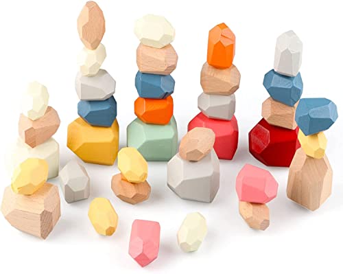

enne. 36-Piece Wooden Montessori Building Block Set, Educational Toy for Balance and Fingertip Training (Pale Color)