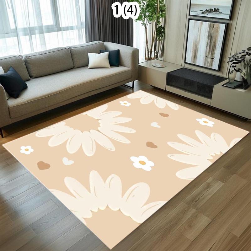 

Cream Style Daisy Floral Area Rug Cute Flower Soft Non-Slip Floor Carpet Boho Minimalist Home Decor for Bedroom Girls Room 40X60CM