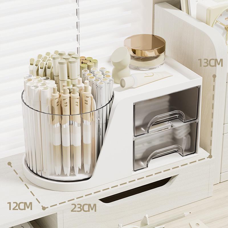 Rotatable Large Capacity Pen Holder - Multifunctional Desk Organizer for Students and Children