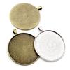 2 peças/lote 45mm 50mm 58mm Tamanho Interno Banhado a Prata Antiga Bronze Estilo Clássico Base para Cabochão Charms Pingente