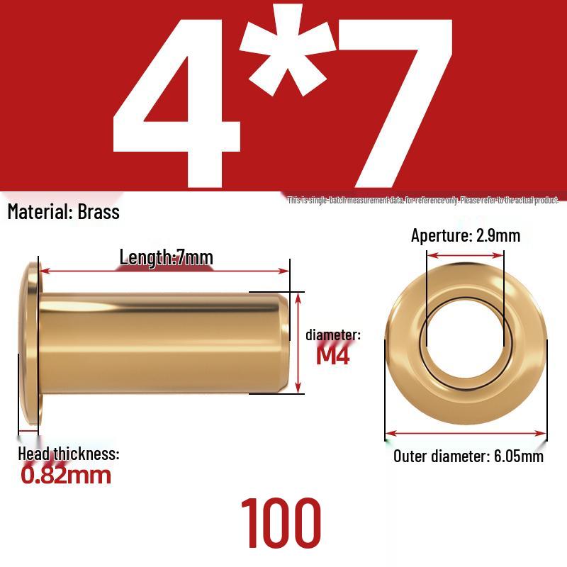 Pure Brass Hollow Rivets & Copper Eyelets Fasteners M1.3–M5