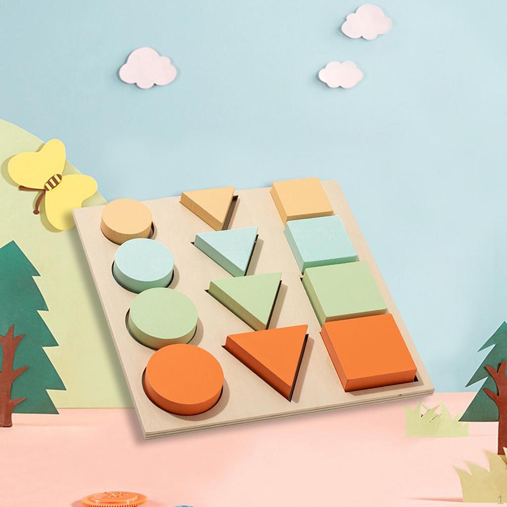 Shape Puzzle Wooden Geometric Toddler Preschool Learning Materials Toy for