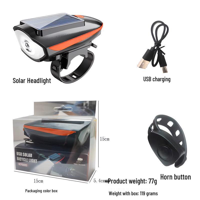 Fernlicht Fahrradlampe vorne mit Hupe für Nachtfahrten & Kinder-Radfahren