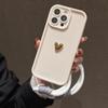 iPhone 17 Case with Lanyard for 16 Pro Max, Heart-Shaped Gold Electroplated Silicone, Frosted Finish
