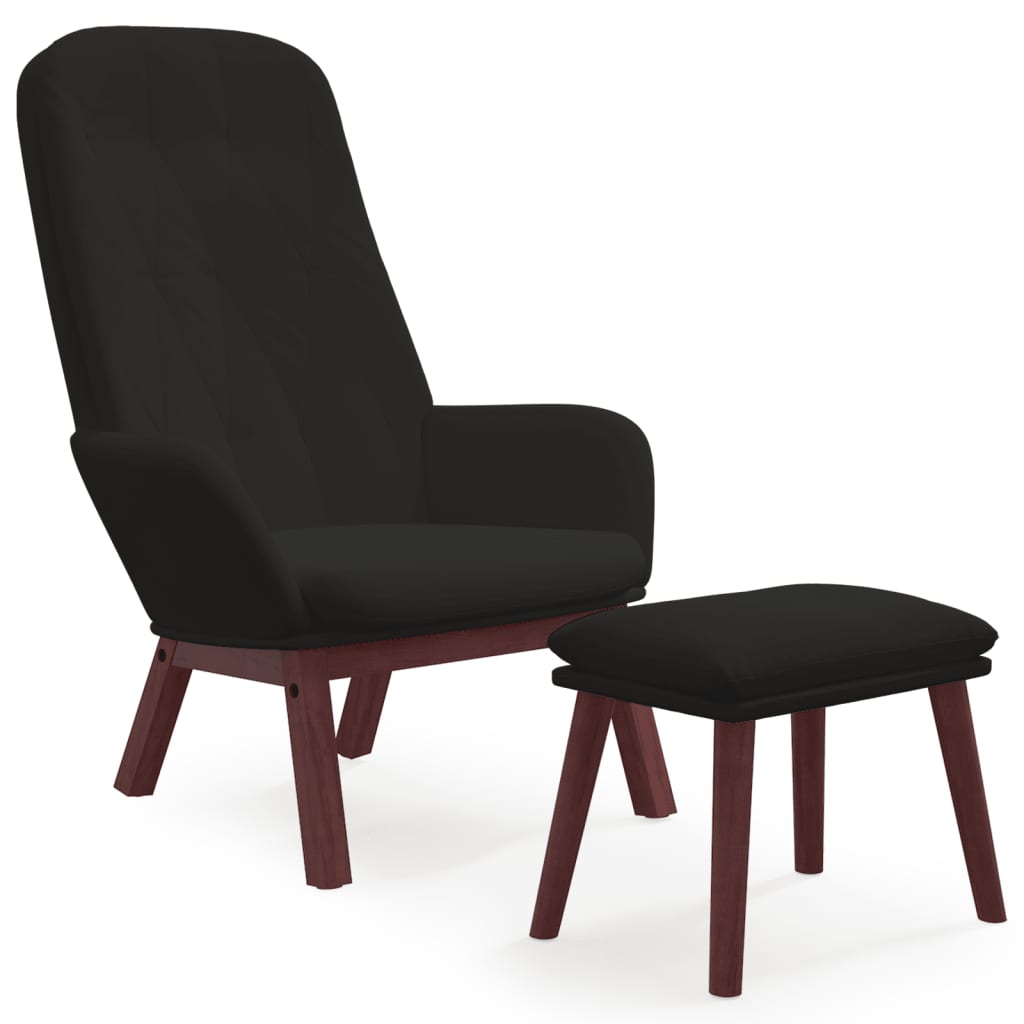 Relax Armchair with Footstool Black Velvet