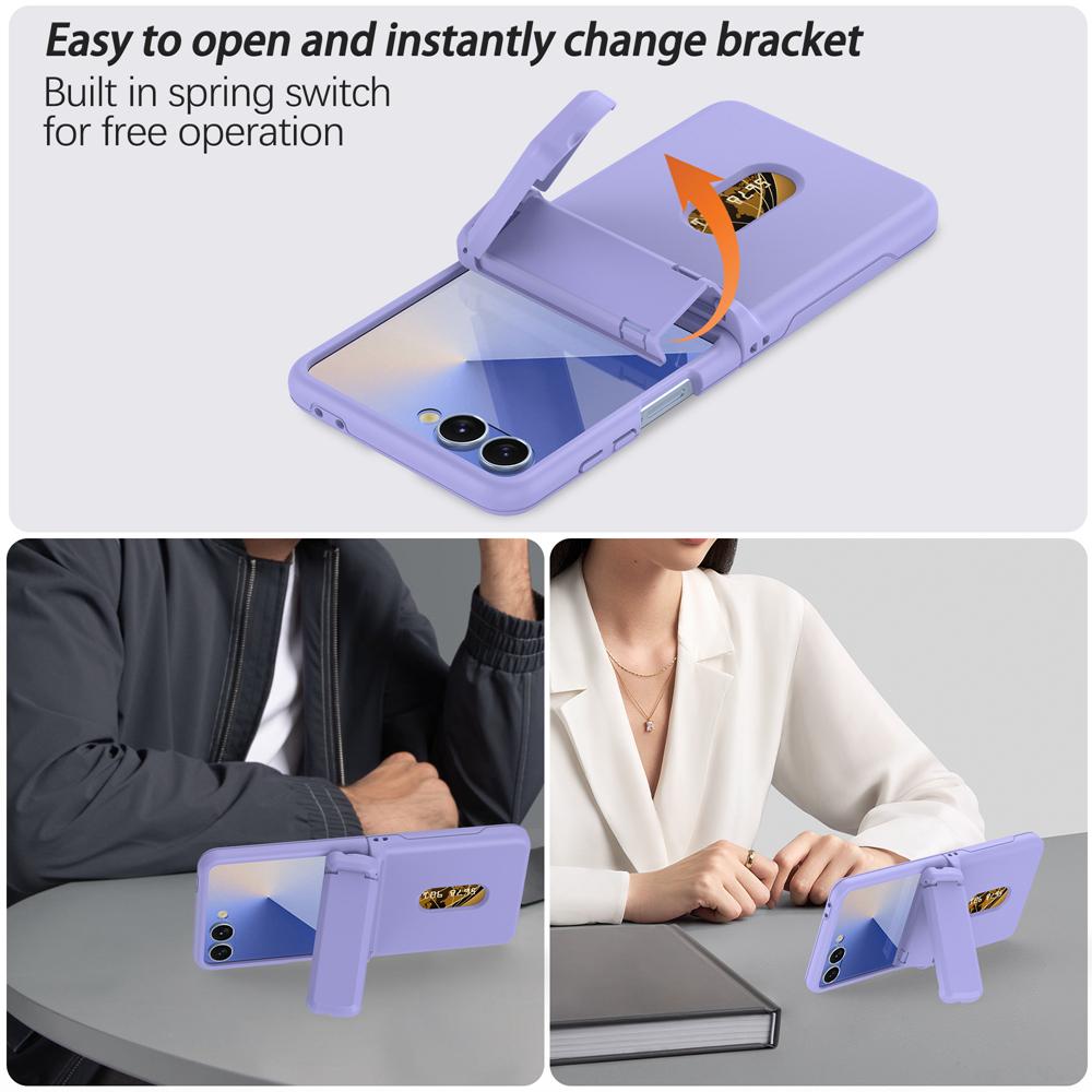 KEYSION Shockproof Case for Samsung Z Flip 7 6 5 5G Hard PC With Hinge Kickstand Card Slot Phone Cover for Galaxy Z Flip 5 6 7